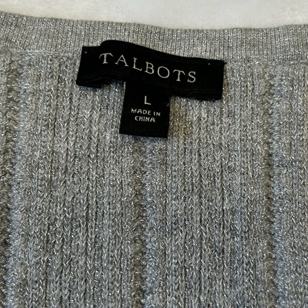 Talbots Silver Gray Ribbed Knit Shell Top | Size L - Picture 7 of 9